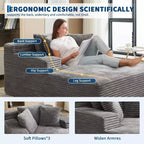 Oversized Corduroy Chaise Lounge Sofa Chair with Deep Seat for Living Room and Bedroom