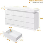 9-Drawer Dresser, 63" Wide Chest of Drawers with TV Stand Function