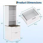 72-Inch Tall Bookcase with 2 File Drawers and Adjustable Shelves, Farmhouse Storage Cabinet