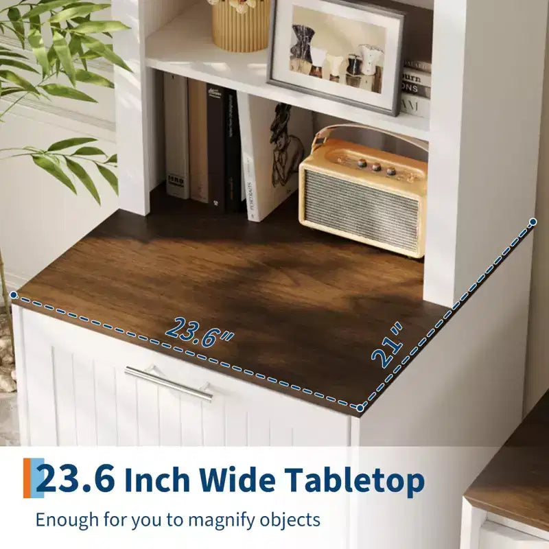 72-Inch Tall Bookcase with 2 File Drawers and Adjustable Shelves, Farmhouse Storage Cabinet