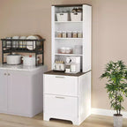 72-Inch Tall Bookcase with 2 File Drawers and Adjustable Shelves, Farmhouse Storage Cabinet