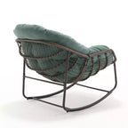Modern Rattan Accent Rocking Chair with Padded Cushion and Steel Frame