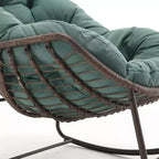 Modern Rattan Accent Rocking Chair with Padded Cushion and Steel Frame
