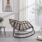 Modern Rattan Accent Rocking Chair with Padded Cushion and Steel Frame