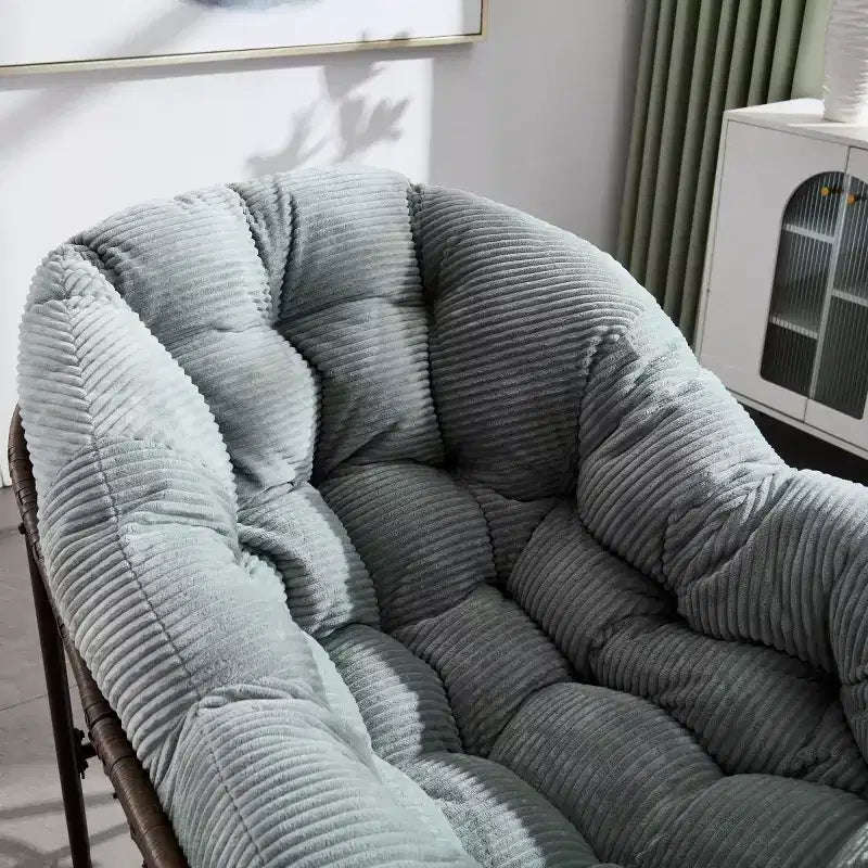 Modern Rattan Accent Rocking Chair with Padded Cushion and Steel Frame