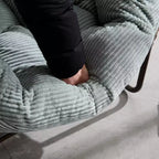 Modern Rattan Accent Rocking Chair with Padded Cushion and Steel Frame