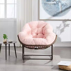 Modern Rattan Accent Rocking Chair with Padded Cushion and Steel Frame