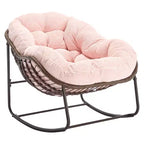 Modern Rattan Accent Rocking Chair with Padded Cushion and Steel Frame