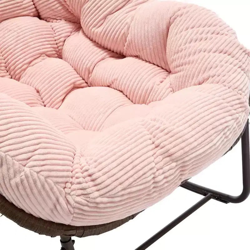 Modern Rattan Accent Rocking Chair with Padded Cushion and Steel Frame