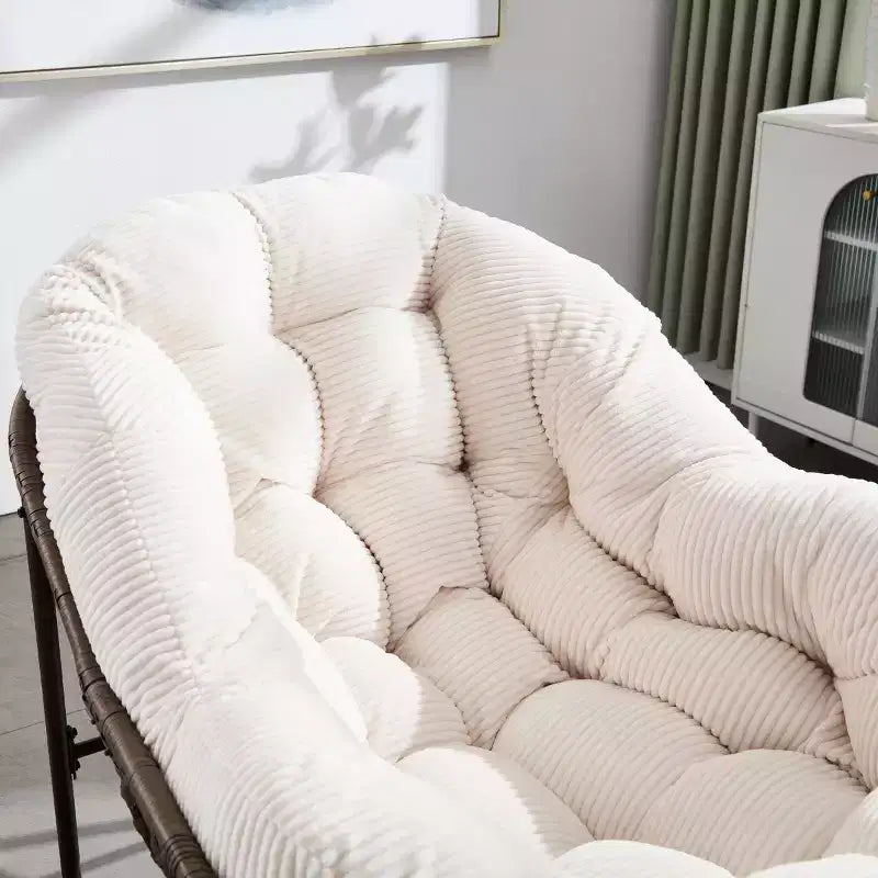 Modern Rattan Accent Rocking Chair with Padded Cushion and Steel Frame