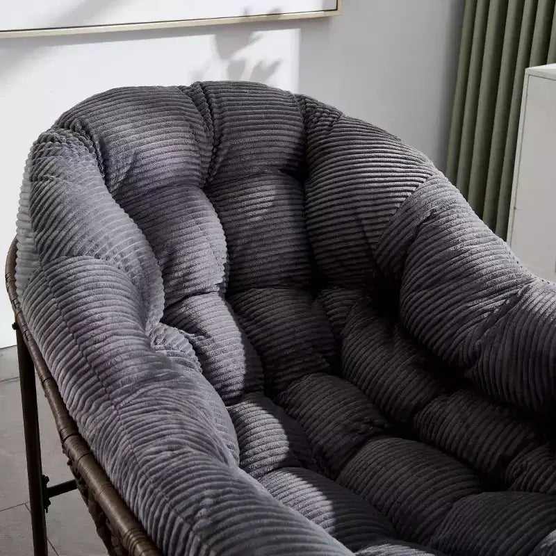 Modern Rattan Accent Rocking Chair with Padded Cushion and Steel Frame