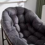 Modern Rattan Accent Rocking Chair with Padded Cushion and Steel Frame