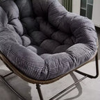 Modern Rattan Accent Rocking Chair with Padded Cushion and Steel Frame