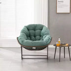 Modern Rattan Accent Rocking Chair with Padded Cushion and Steel Frame