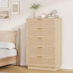 5-Drawer Rattan Dresser with Integrated Legs