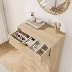 5-Drawer Rattan Dresser with Integrated Legs