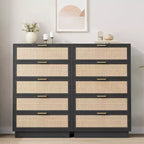 5-Drawer Rattan Dresser with Integrated Legs