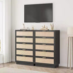 5-Drawer Rattan Dresser with Integrated Legs