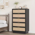 5-Drawer Rattan Dresser with Integrated Legs