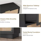 5-Drawer Rattan Dresser with Integrated Legs