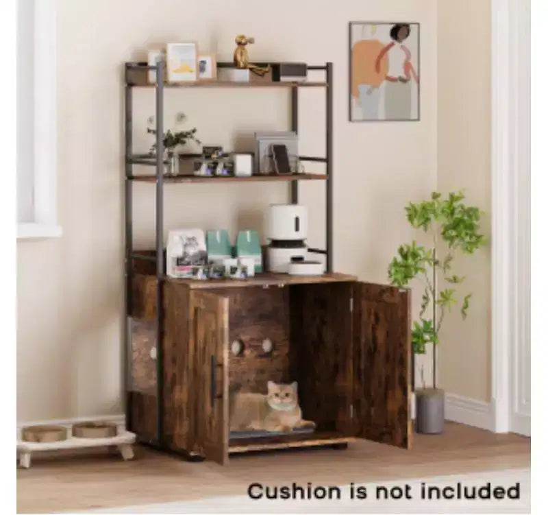 2-Tier Cat Litter Cabinet with Open Shelf