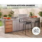 Stainless Steel Triple Drawer Unit, Flush Mount 14W for Outdoor Kitchen Island