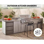 Stainless Steel Triple Drawer Unit, Flush Mount 14W for Outdoor Kitchen Island
