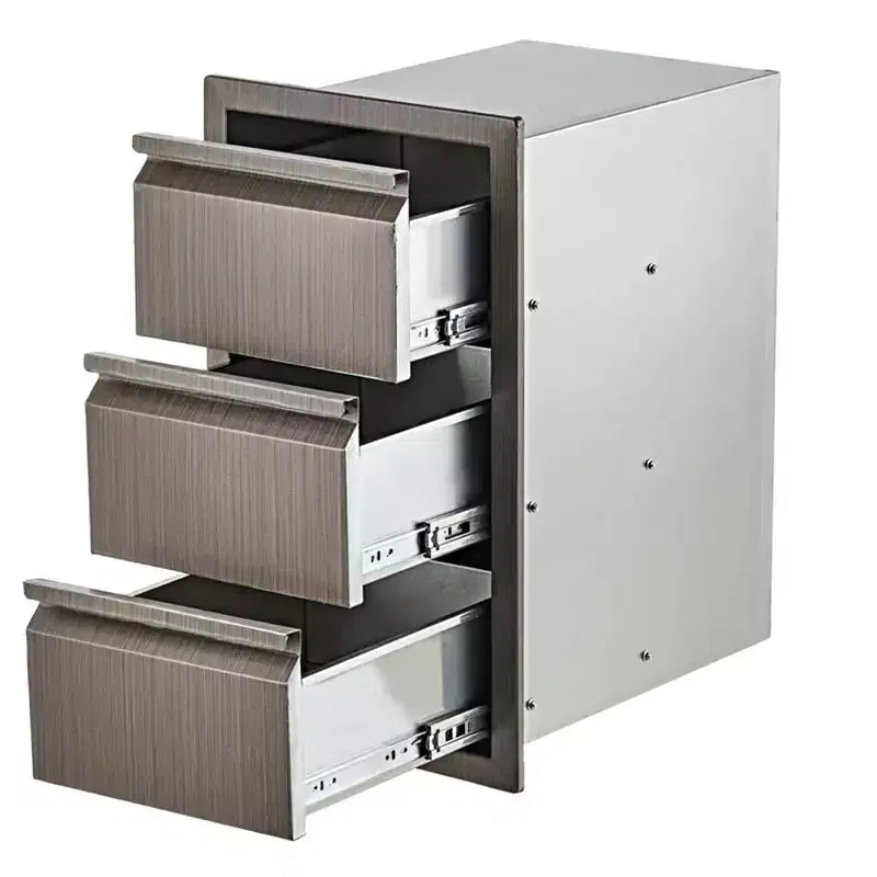 COZONY Stainless Steel Triple Drawer Unit, Flush Mount 14W for Outdoor Kitchen Island & Patio