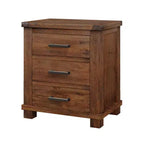 Rustic Solid Wood Nightstand with 3-Drawer (Set of 2)