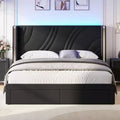 GDFStudio Maggie Modern Upholstered LED Bed Frame with Storage Drawers and RGB Light