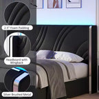 Modern Upholstered LED Bed Frame with Storage Drawers