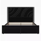 Modern Upholstered LED Bed Frame with Storage Drawers