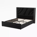 Modern Upholstered LED Bed Frame with Storage Drawers