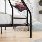 Twin-Over-Full Metal Bunk Bed with Guardrails and Inclined Ladder