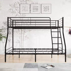Twin-Over-Full Metal Bunk Bed with Guardrails and Inclined Ladder