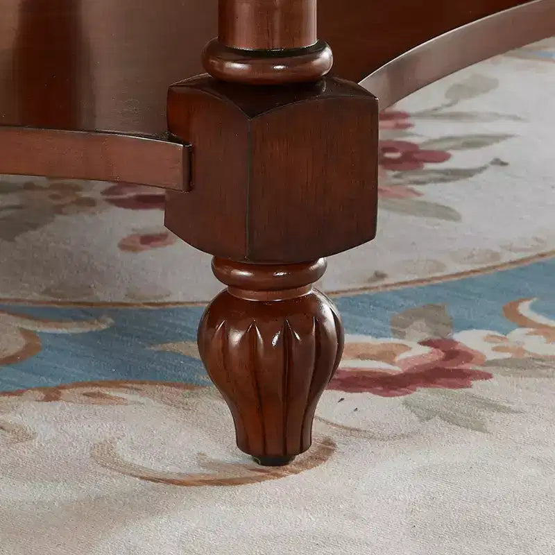 Oval Solid Wood End Table with Glass Top, 28 Inch Wide