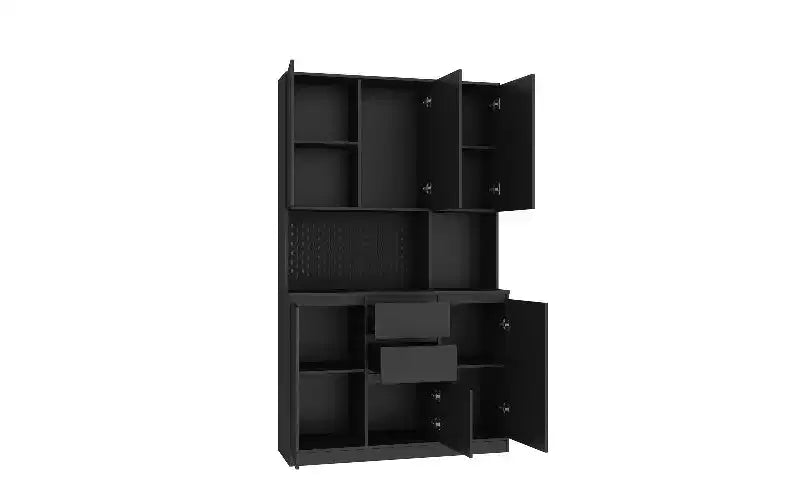 Freestanding Buffet Cabinet with Hutch – 6-Door Pantry Storage Cabinet with Charging Station