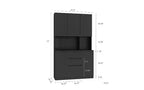 Freestanding Buffet Cabinet with Hutch – 6-Door Pantry Storage Cabinet with Charging Station