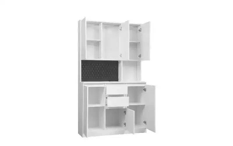 Freestanding Buffet Cabinet with Hutch – 6-Door Pantry Storage Cabinet with Charging Station