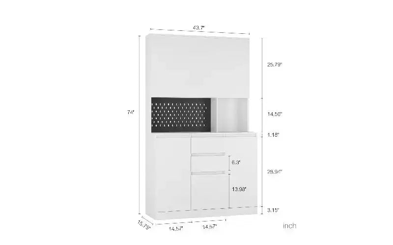 Freestanding Buffet Cabinet with Hutch – 6-Door Pantry Storage Cabinet with Charging Station
