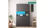Freestanding Buffet Cabinet with Hutch – 6-Door Pantry Storage Cabinet with Charging Station