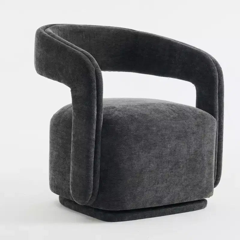 Modern Swivel Accent Chair with Curved Backrest and Chenille Upholstery