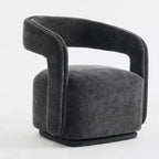 Modern Swivel Accent Chair with Curved Backrest and Chenille Upholstery