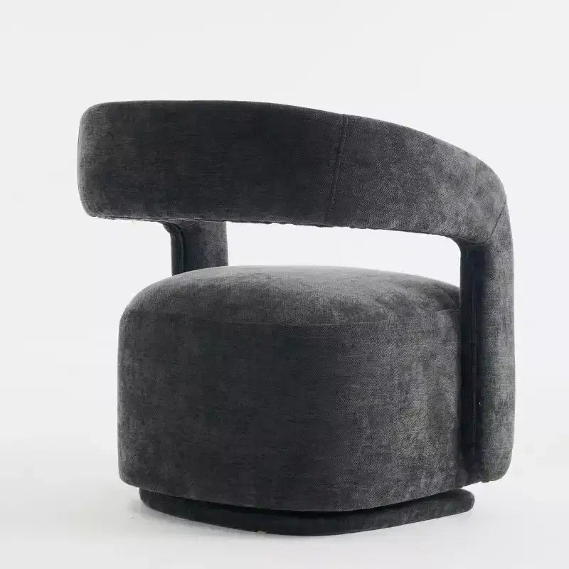 Modern Swivel Accent Chair with Curved Backrest and Chenille Upholstery