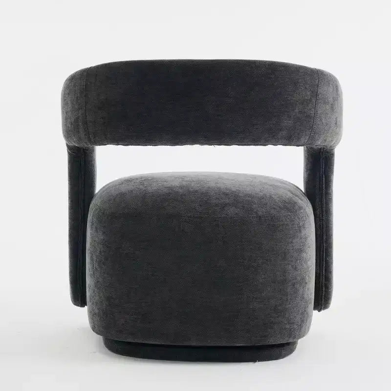 Modern Swivel Accent Chair with Curved Backrest and Chenille Upholstery