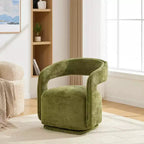 Modern Swivel Accent Chair with Curved Backrest and Chenille Upholstery