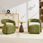 Modern Swivel Accent Chair with Curved Backrest and Chenille Upholstery