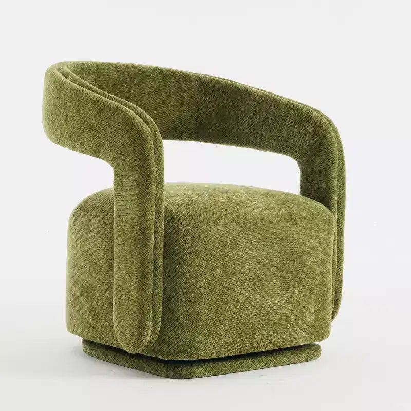 Modern Swivel Accent Chair with Curved Backrest and Chenille Upholstery