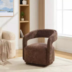 Modern Swivel Accent Chair with Curved Backrest and Chenille Upholstery