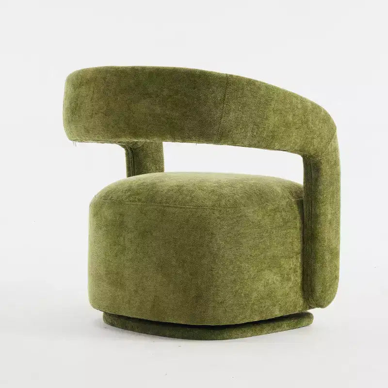 Modern Swivel Accent Chair with Curved Backrest and Chenille Upholstery